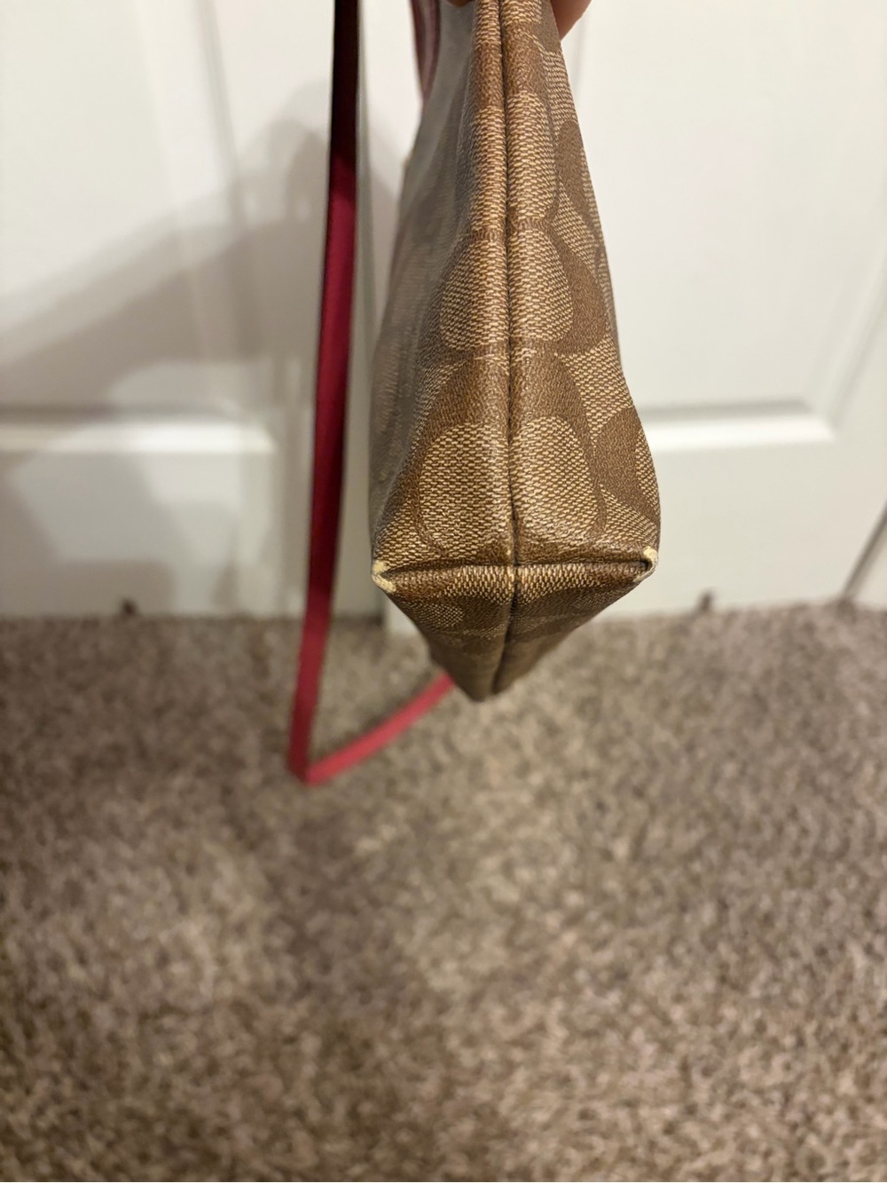 Coach Signature file crossbody Bag in Brown with Pink Trim - Picture 6 of 6
